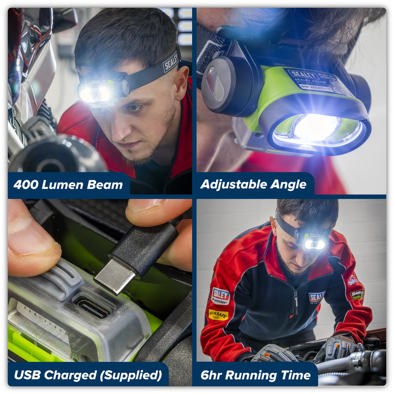 Sealey HT400LED Rechargeable Head Torch with Auto-Sensor 5W & 3W COB LED - additional view 11