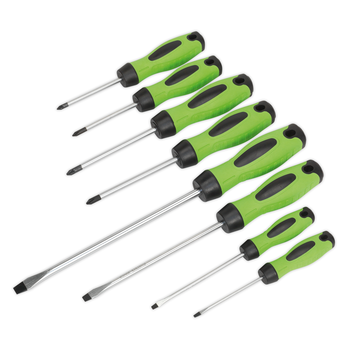 Sealey HV001 Premier Screwdriver Set 8pc - Hi-Vis Green