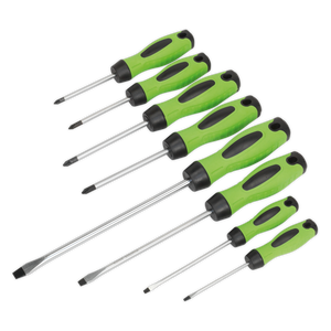 Sealey HV001 Premier Screwdriver Set 8pc - Hi-Vis Green