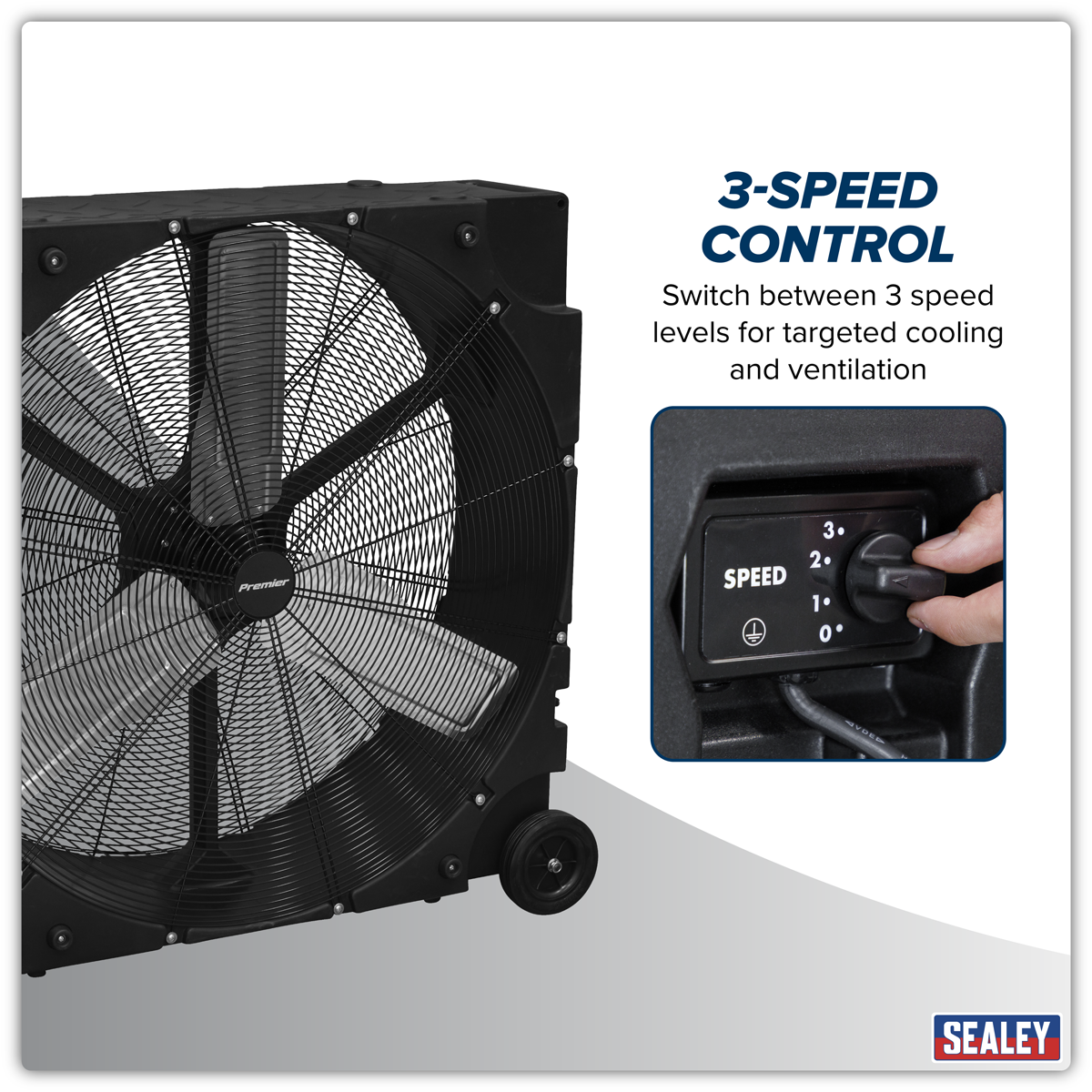 Sealey HVD36PM Premier 36" Industrial High Velocity Rotomould Drum Fan 3-Speed 230V - additional view 9