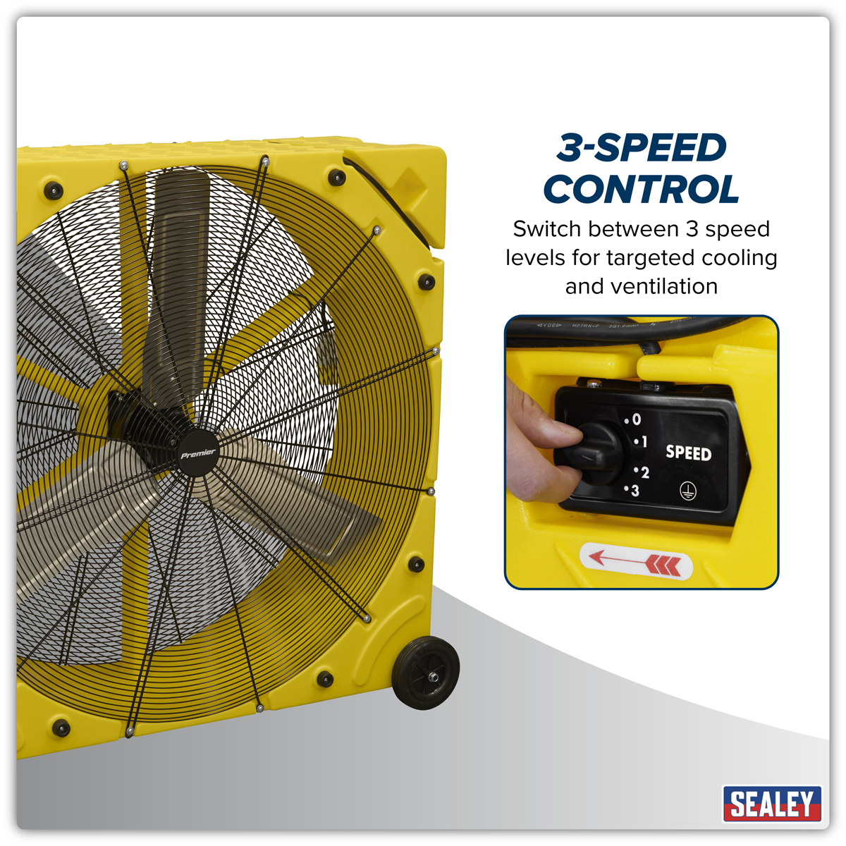 Sealey HVD42110VPM Premier 42" Industrial High Velocity Rotomould Drum Fan 3-Speed 110V - additional view 2