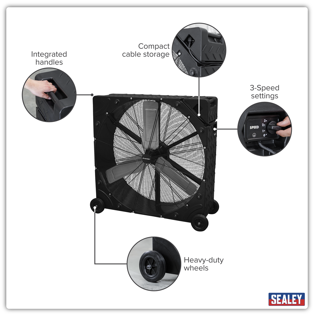 Sealey HVD42PM Premier 42" Industrial High Velocity Rotomould Drum Fan 3-Speed 230V - additional view 15