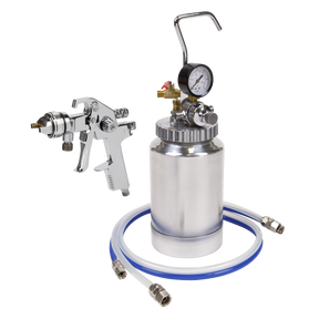 Sealey HVLP-79/P HVLP Pressure Pot System with Spray Gun & Hoses 1.7mm Set-Up