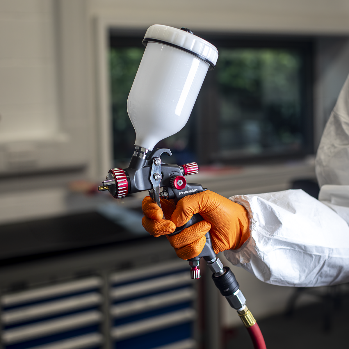 Sealey HVLP01 Premier Professional HVLP Gravity Feed Spray Gun 1.3mm Set-Up - additional view 6
