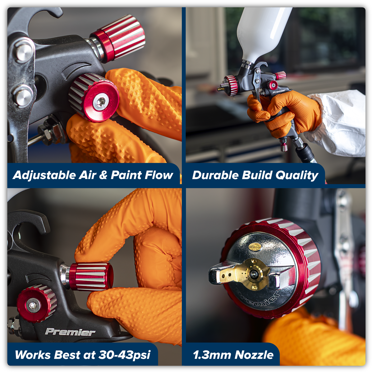 Sealey HVLP01 Premier Professional HVLP Gravity Feed Spray Gun 1.3mm Set-Up - additional view 11