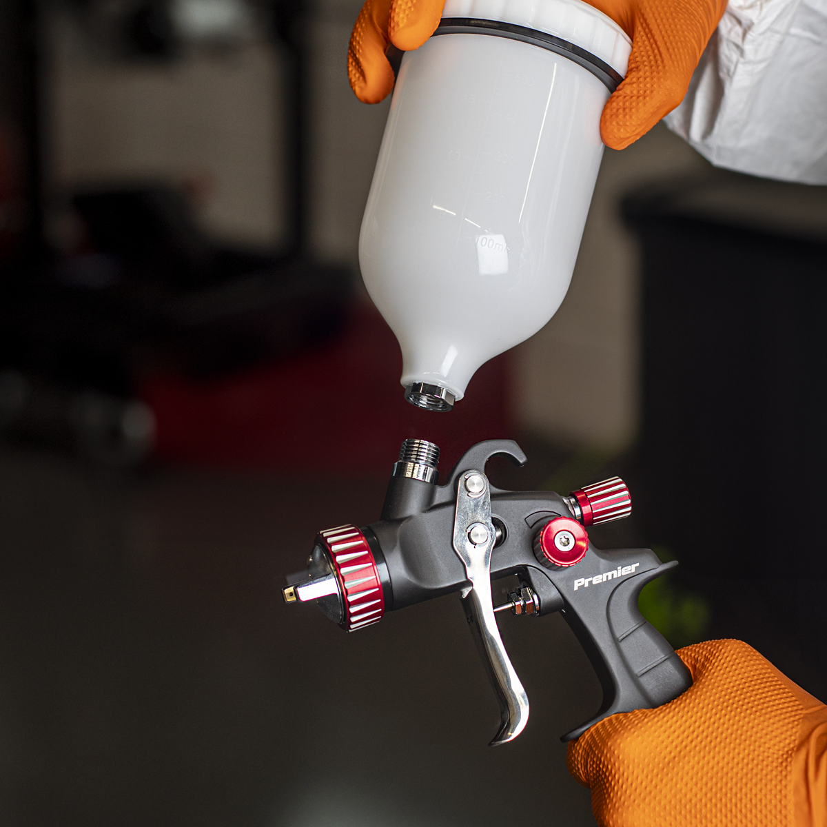 Sealey HVLP01 Premier Professional HVLP Gravity Feed Spray Gun 1.3mm Set-Up - additional view 7