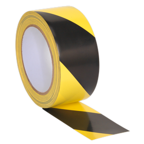 Sealey HWTBY Hazard Warning Tape 50mm x 33m - Black/Yellow