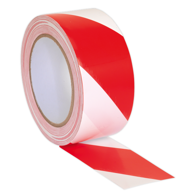 Sealey HWTRW Hazard Warning Tape 50mm x 33m - Red/White