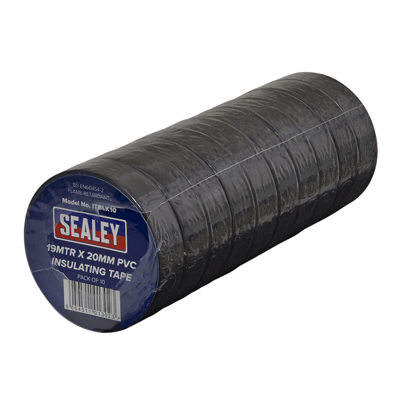 Sealey ITBLK10 PVC Insulating Tape 19mm x 20m, Black - Pack of 10 - additional view 3