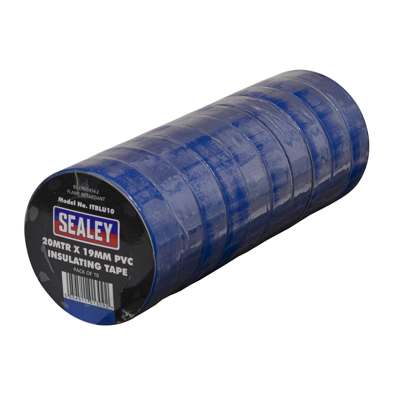 Sealey ITBLU10 PVC Insulating Tape 19mm x 20m, Blue - Pack of 10 - additional view 2