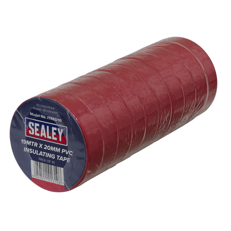 Sealey ITRED10 PVC Insulating Tape 19mm x 20m, Red - Pack of 10 - additional view 2