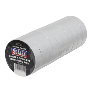 Sealey ITWHT10 PVC Insulating Tape 19mm x 20m, White - Pack of 10 - additional view 3