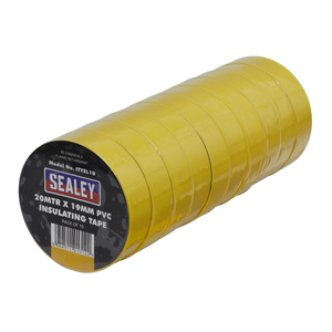 Sealey ITYEL10 PVC Insulating Tape 19mm x 20m, Yellow - Pack of 10 - additional view 3