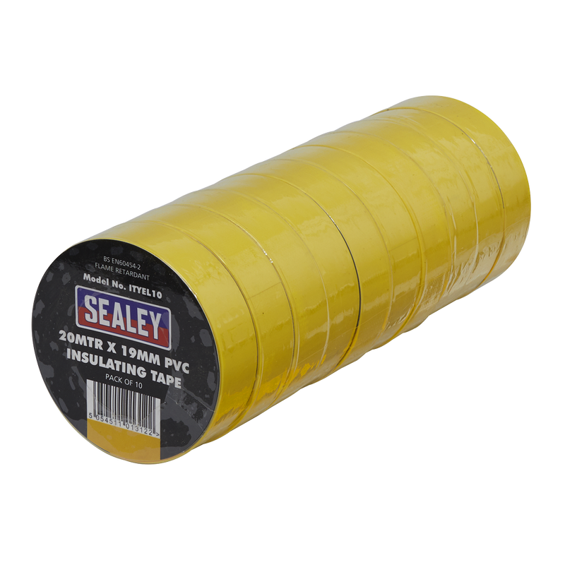 Sealey ITYEL10 PVC Insulating Tape 19mm x 20m, Yellow - Pack of 10 - additional view 3