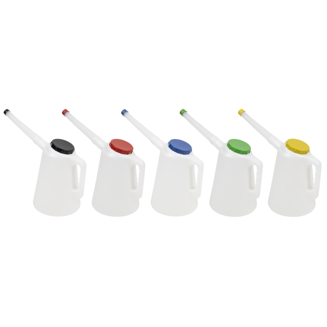 Sealey JDL3SET Oil Containers with Lid & Flexible Spout 3L - Set of 5