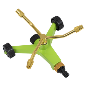 Sealey JS2032 3-Arm Brass Sprinkler with Metal Wheeled Base