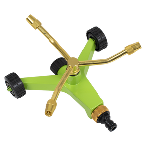 Sealey JS2032 3-Arm Brass Sprinkler with Metal Wheeled Base