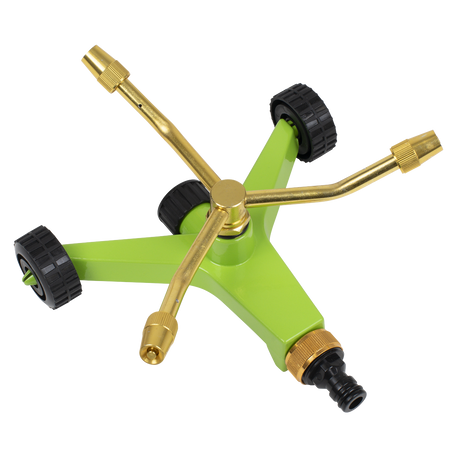 Sealey JS2032 3-Arm Brass Sprinkler with Metal Wheeled Base