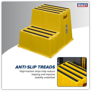 Sealey KS6 Heavy-Duty 2-Step Safety Steps with Anti-Slip Treads 150kg Capacity, Yellow - EN 14183 - additional view 5