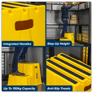 Sealey KS6 Heavy-Duty 2-Step Safety Steps with Anti-Slip Treads 150kg Capacity, Yellow - EN 14183 - additional view 7