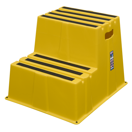 Sealey KS6 Heavy-Duty 2-Step Safety Steps with Anti-Slip Treads 150kg Capacity, Yellow - EN 14183