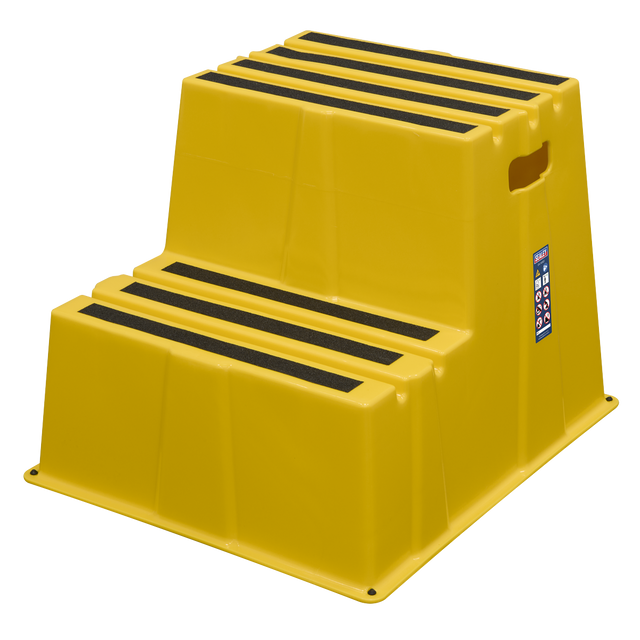 Sealey KS6 Heavy-Duty 2-Step Safety Steps with Anti-Slip Treads 150kg Capacity, Yellow - EN 14183