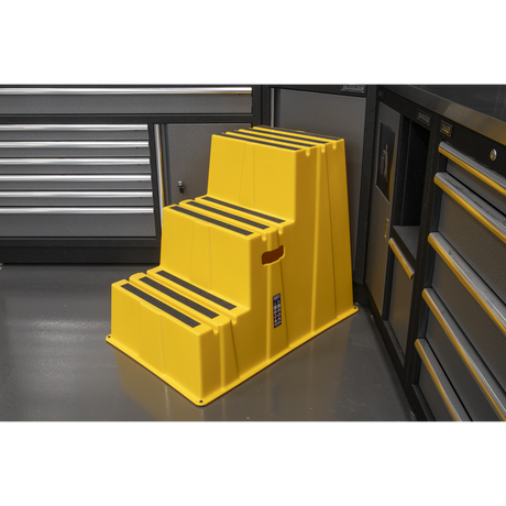 Sealey KS7 Heavy-Duty 3-Step Safety Steps with Anti-Slip Treads 150kg Capacity, Yellow - EN 14183 - additional view 2