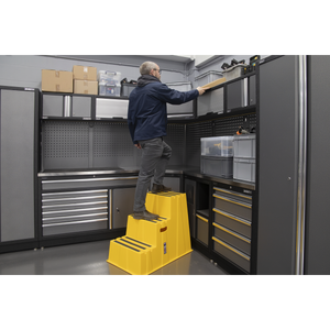 Sealey KS7 Heavy-Duty 3-Step Safety Steps with Anti-Slip Treads 150kg Capacity, Yellow - EN 14183 - additional view 3