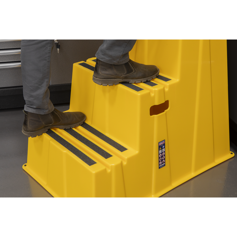 Sealey KS7 Heavy-Duty 3-Step Safety Steps with Anti-Slip Treads 150kg Capacity, Yellow - EN 14183 - additional view 4
