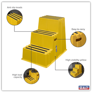 Sealey KS7 Heavy-Duty 3-Step Safety Steps with Anti-Slip Treads 150kg Capacity, Yellow - EN 14183 - additional view 6