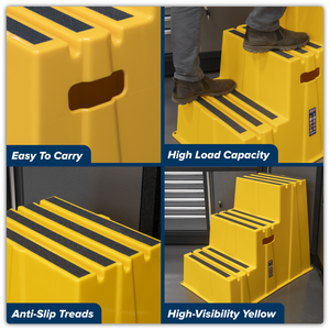 Sealey KS7 Heavy-Duty 3-Step Safety Steps with Anti-Slip Treads 150kg Capacity, Yellow - EN 14183 - additional view 8