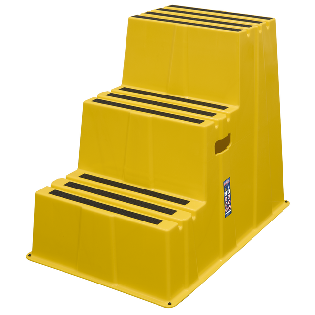 Sealey KS7 Heavy-Duty 3-Step Safety Steps with Anti-Slip Treads 150kg Capacity, Yellow - EN 14183