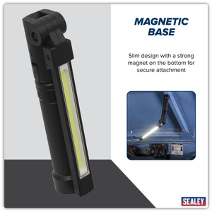 Sealey LED02G Rechargeable Aluminium Folding Pocket Light 2 COB & 1 SMD LED - additional view 13