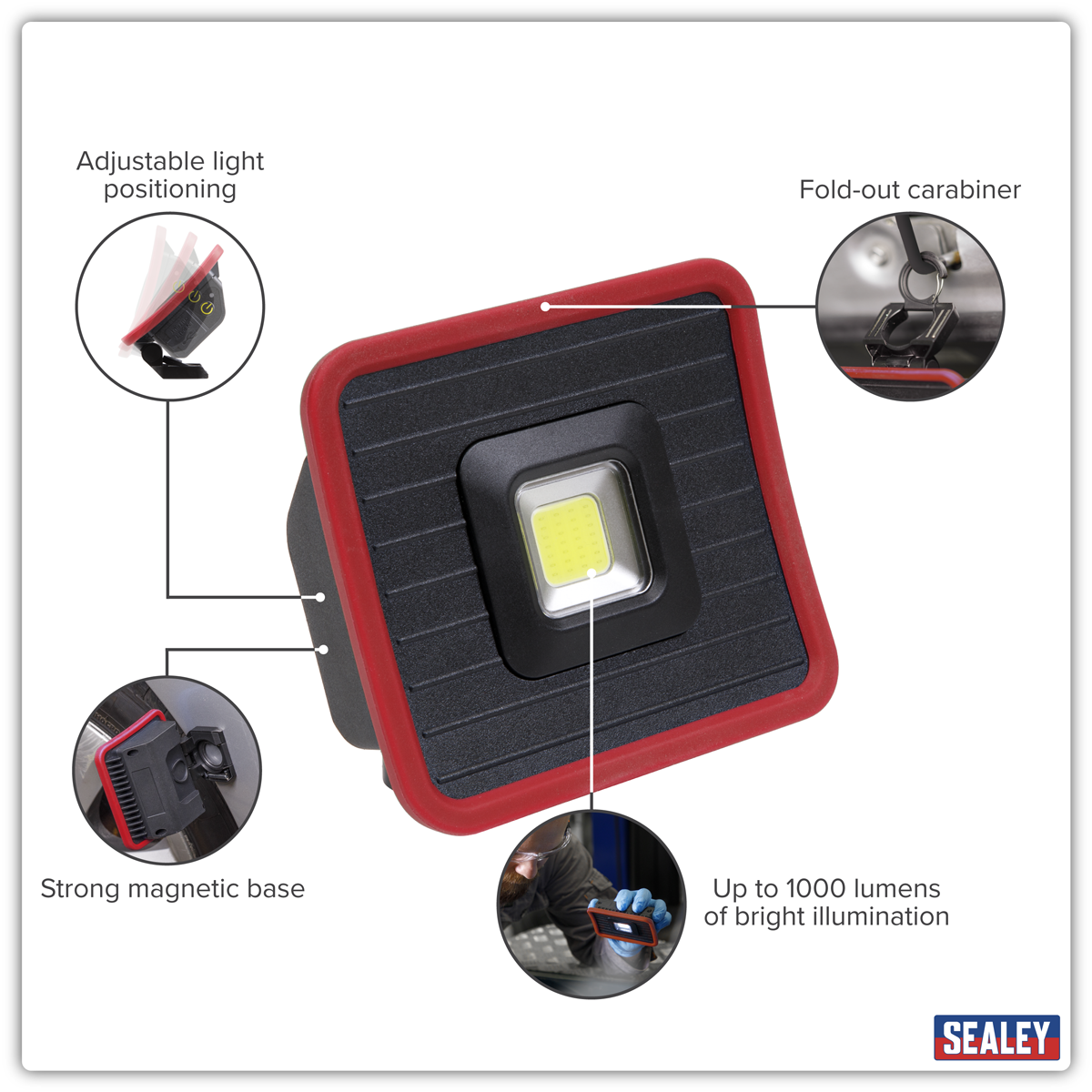 Sealey LED1000PB Rechargeable Pocket Floodlight with Power Bank 10W COB LED - additional view 15