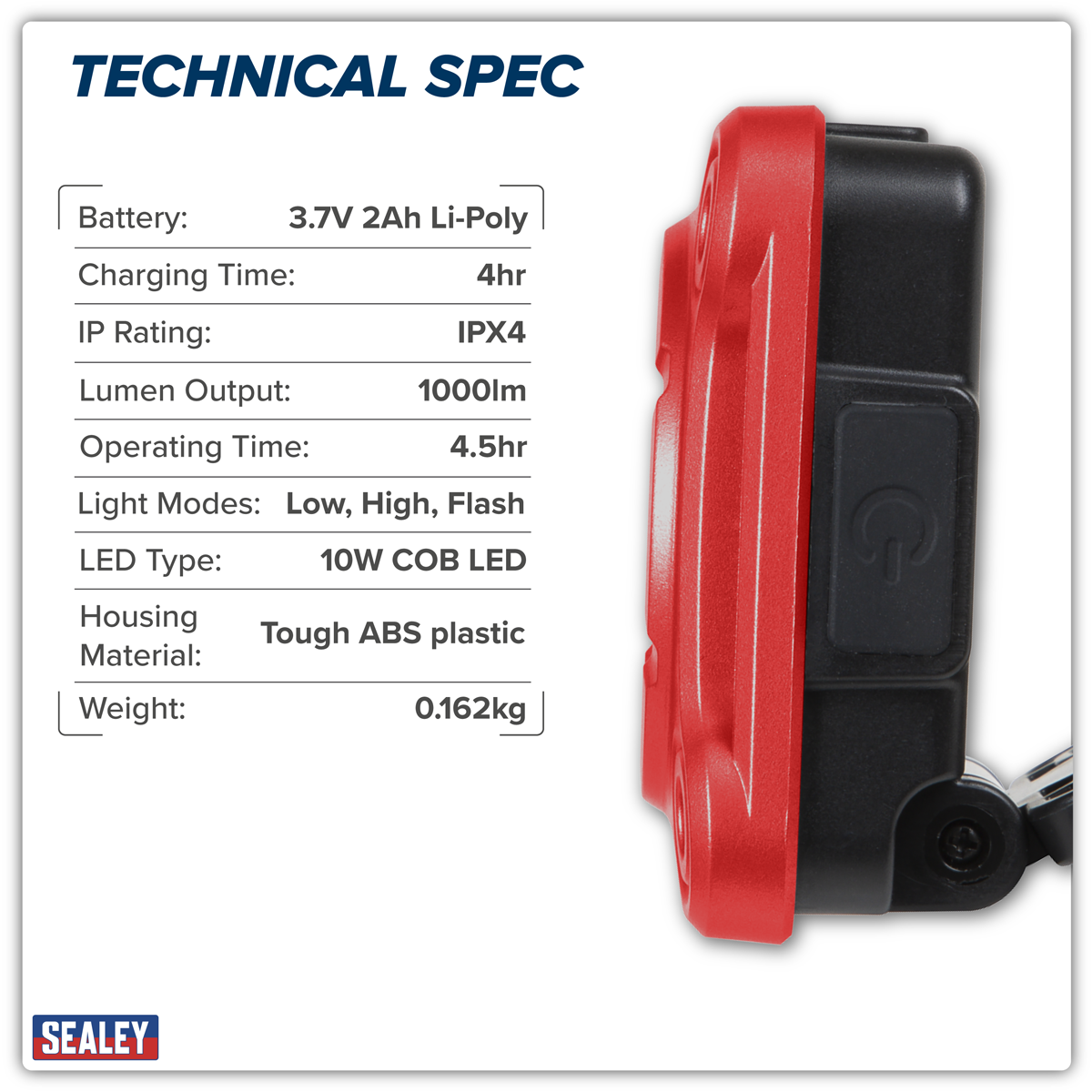 Sealey LED1000 Rechargeable Pocket Floodlight 10W COB LED - additional view 8