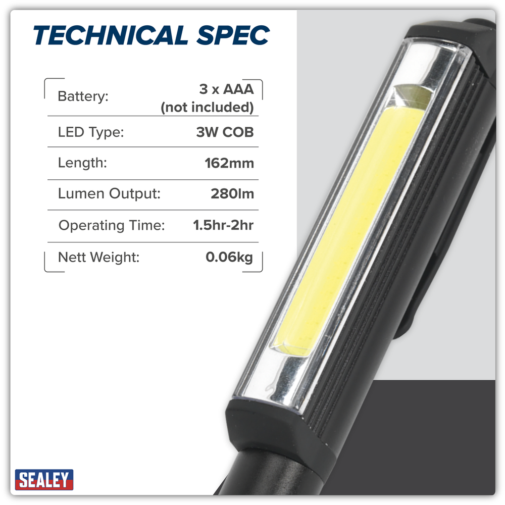 Sealey LED125 Penlight 3W COB LED - additional view 11