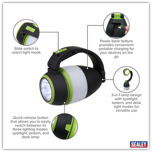 Sealey LED140 Rechargeable 3-in-1 Spotlight 3W SMD LED - additional view 18