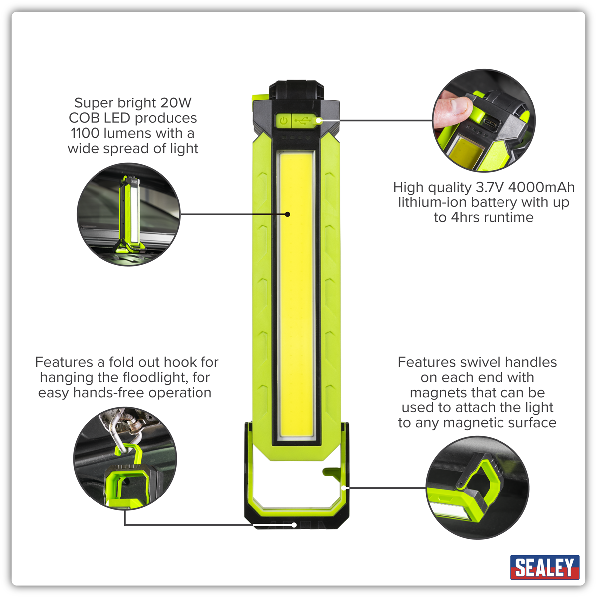 Sealey LED15WFL 3-in-1 Folding Floodlight 20W COB LED - additional view 13