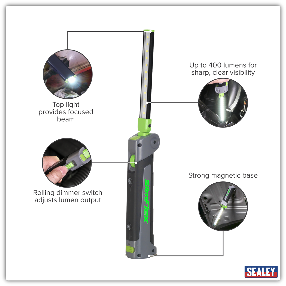 Sealey LED180 Rechargeable Slim Folding Inspection Light 4W & 1W SMD LED - additional view 19