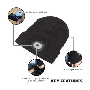 Sealey LED185 Rechargeable USB Beanie Hat 1W SMD LED - additional view 6