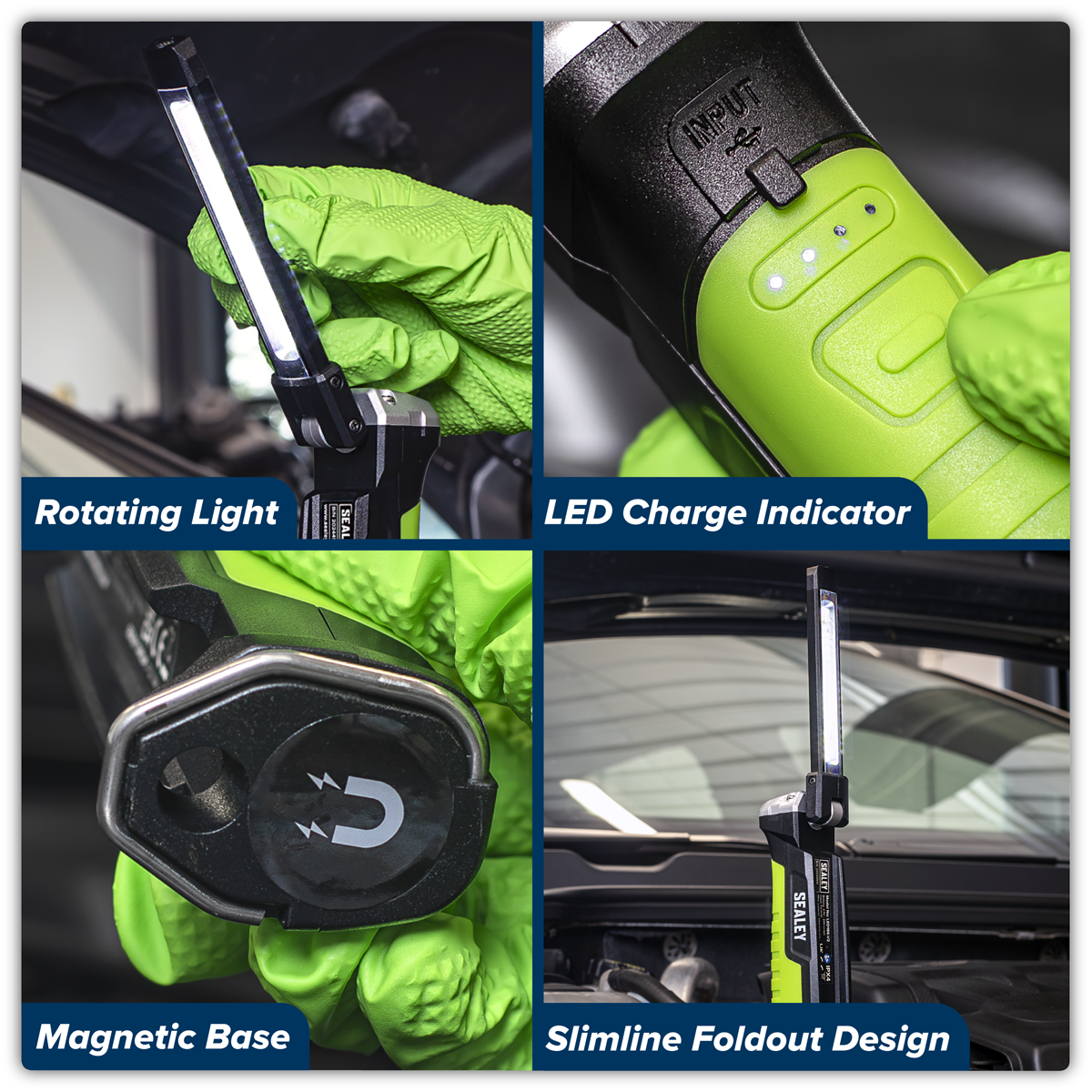 Sealey LED186 Rechargeable Slim Folding Inspection Light 6W COB LED & 1W SMD LED Lithium-ion - additional view 12