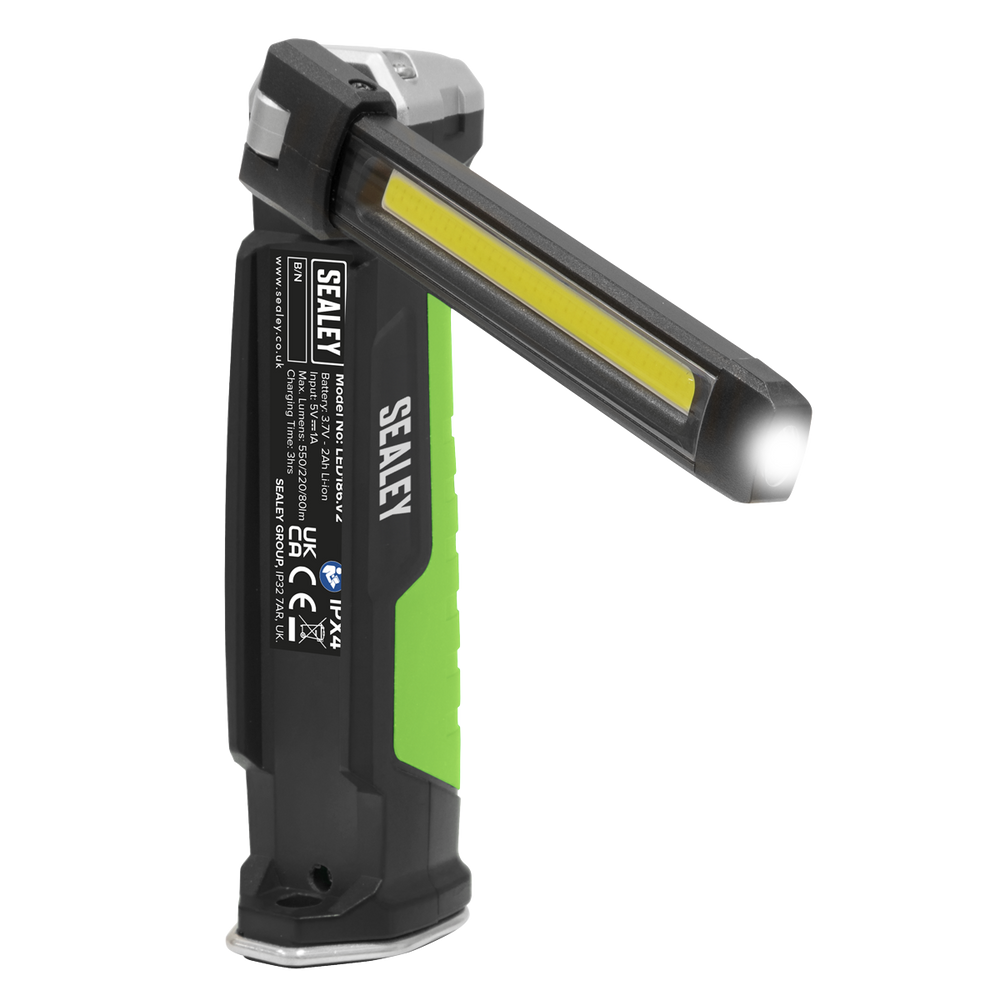 Sealey LED186 Rechargeable Slim Folding Inspection Light 6W COB LED & 1W SMD LED Lithium-ion - additional view 4