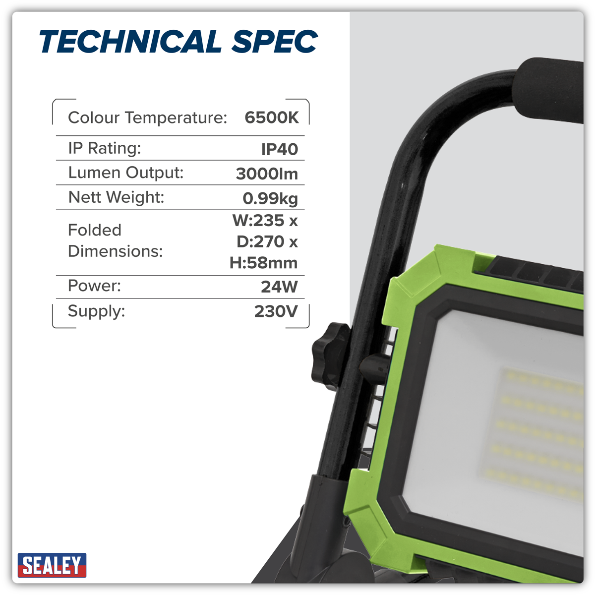 Sealey LED24WL Portable Floodlight 24W SMD LED 230V - additional view 10