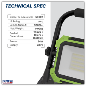 Sealey LED24WL Portable Floodlight 24W SMD LED 230V - additional view 10