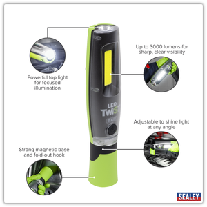 Sealey LED3001G Rechargeable LED Twist® Inspection Light 20W COB + 3W SMD, 3000lm, Magnetic Base & Power - additional view 13