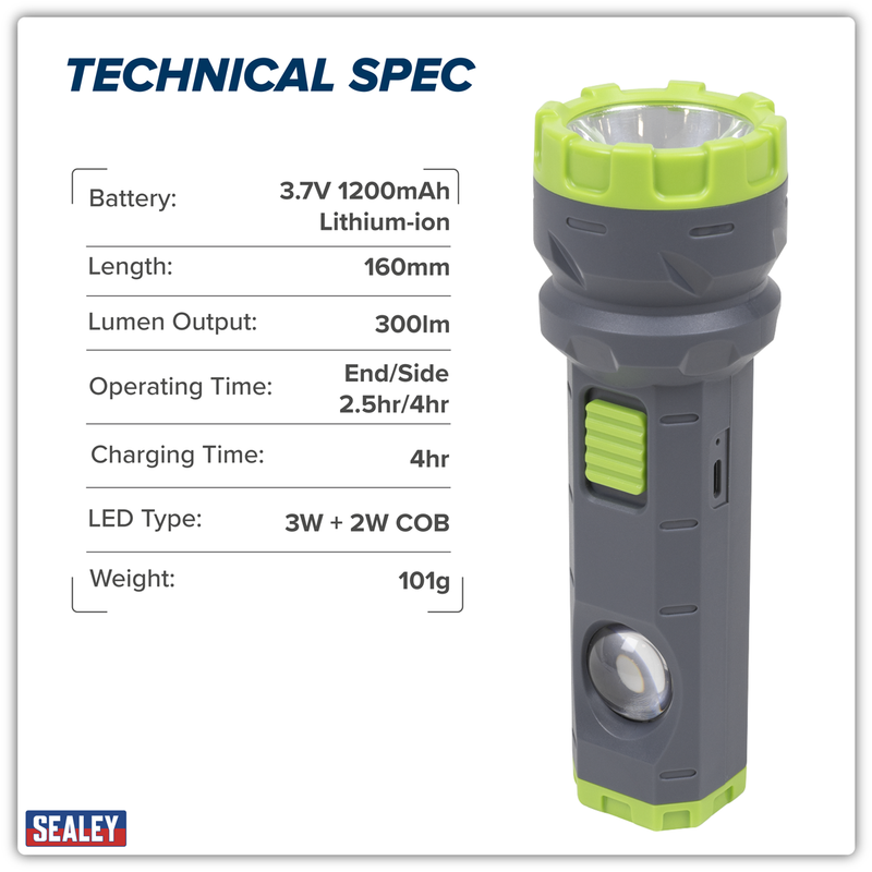 Sealey LED302 Dual Mode Hand Torch 3W & 2W COB LED - additional view 2