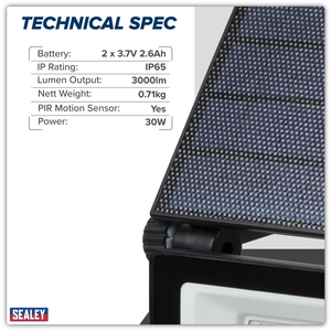 Sealey LED30S Extra-Slim Solar Floodlight with Wall Bracket 30W SMD LED - additional view 4