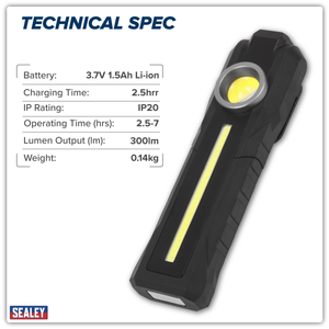 Sealey LED316 Rechargeable 3-in-1 Inspection Light 5W COB & 3W SMD LED - additional view 13