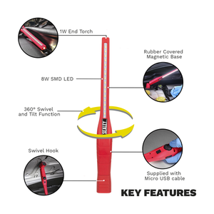 Sealey LED3604R Rechargeable 360° Slim Inspection Light 8W & 1W SMD LED - Red - additional view 3