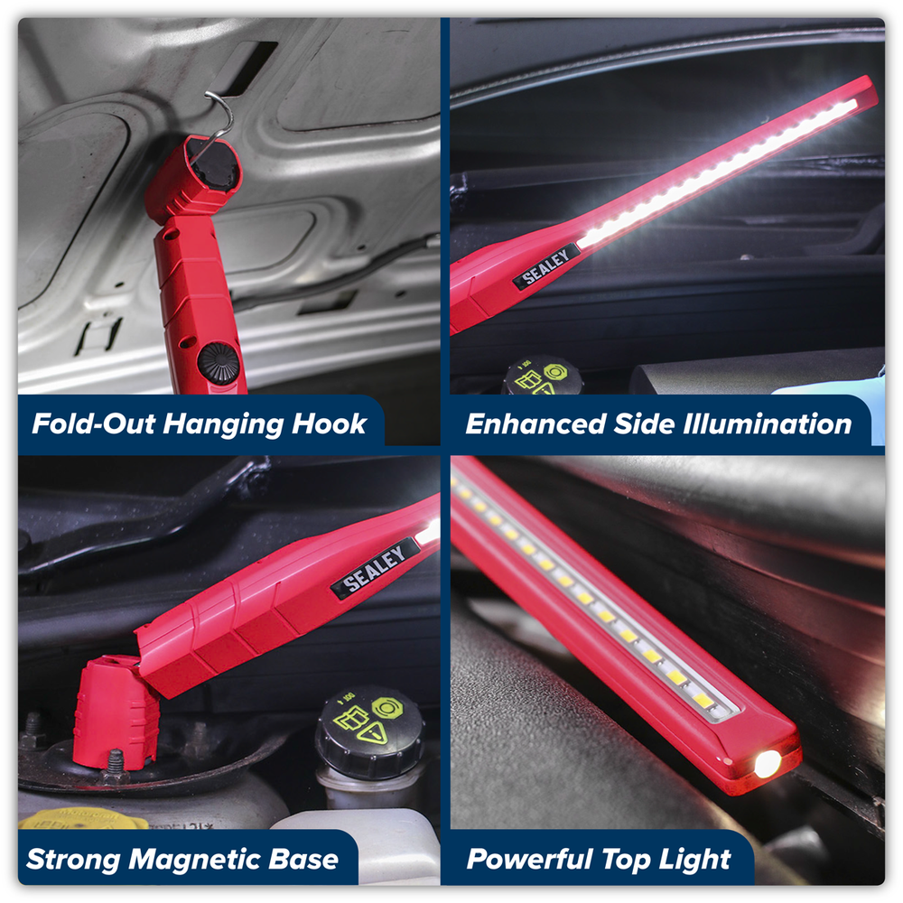 Sealey LED3604R Rechargeable 360° Slim Inspection Light 8W & 1W SMD LED - Red - additional view 5